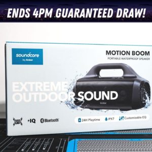 Win this incredible SOUNDCORE Motion Boom Outdoor Portable Speaker!