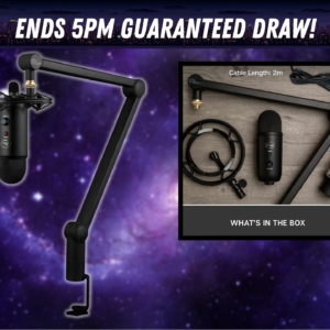 Win this awesome Yeticaster Professional Broadcast Bundle with Yeti USB Microphone, Radius III Shockmount, and Compass Boom for PC!