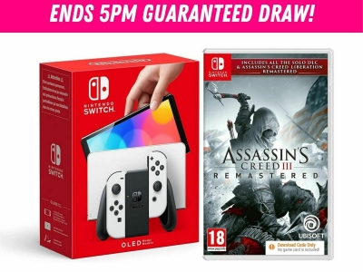 Win this EPIC Nintendo Switch OLED in white with Assassins Creed 3 Remastered